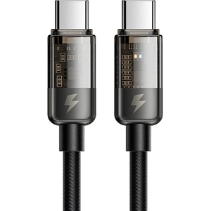 Mcdodo Кабел за данни - Mcdodo (CA-2840) - Type-C → Type-C, 100W, бързо зареждане, прозрачен дизайн, Auto Power Off, 1.2m - Черен
