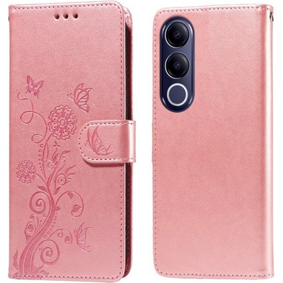 Flowery knížkové pouzdro na Vivo V70 FE 5G - růžové