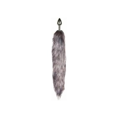 Boss of Toys EasyToys Metal Plug with Faux Fox Tail - Silver & Grey, Medium Size