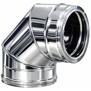 MG Inox Изолирано двустенно коляно от инокс на 90° - Ф150 (Ф150-Ф200 мм, 90° инокс)