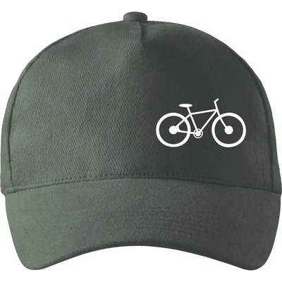 Obrázok kolesa na prsníku horský bicykel so zahnutým šiltom a mosaznou sponou Tm. bridlica šedozelená