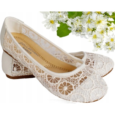 Balerínky krajkové lehké ecru ažurové krémové