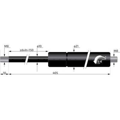 Plynová vzpera Berthold Marx 405 mm, 800 N, 10/21 M8