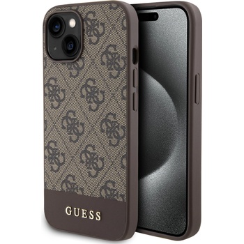 Image 1 of GUESS Гръб Guess PU 4G Stripe MagSafe Case за iPhone 15 - Кафяв