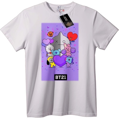 NOONEBRAND Тениска BT21 карикатурни сърца - M, Black