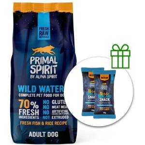 PRIMAL Spirit Dog 70% Wild Waters морски риби 12кг + 2 x Лакомства безплатно