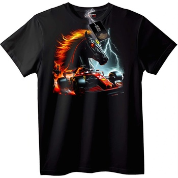 NOONEBRAND Тениска Състезателен огнен кон - 2XL, Black