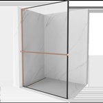 Mexen Kioto+ L душ преграда с рафт Walk-in 50 x 200 cm, черна рамка, четкан мед - 800-050-123-65-70 (800-050-123-65-70)