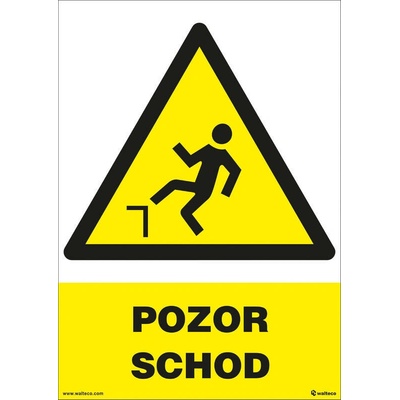 Walteco Pozor - schod 210x297mm, formát A4, samolepka Množstvo: 1 ks , 20018