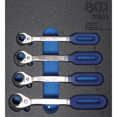 BGS technic Súprava račňových kľúčov s otvoreným očkom 8-10-11-12 mm 4 ks BGS 30833