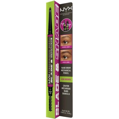 NYX Professional Makeup Blade & Shade tužka na obočí s kartáčkem Ash Brown 0,06 g