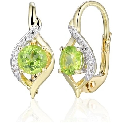 Gems, Originální náušnice Flamessa, kombinované zlato s brilianty a peridoty, 585-38-3-4538.2ZB0.0.00.HSI.626.08