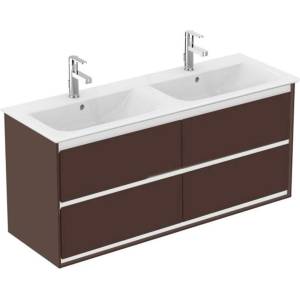 Ideal Standard Connect Air - Шкаф двоен за мивка 120 см, матово кафяво/мат бял лак E0822VY (E0822VY)