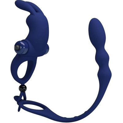 Pretty Love - ayad rabbit vibrator ring with plug blue