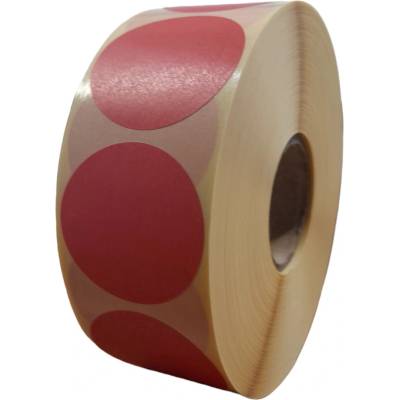 Papierová Etiketa kruh 43 mm, Matný papier, Korálová, Dutinka 40 mm, 2000 ks/kotúč, Permanentné lepidlo, Priemer kotúča 125 mm