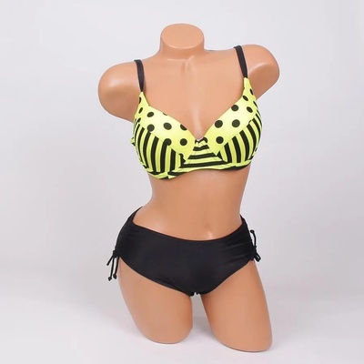 Макси бански в жълто и черно с точки и райе - чашка d