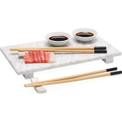 Lumarko ORIA servírovací sada na sushi pro 2 osoby, 9 kusů, mramorový tác