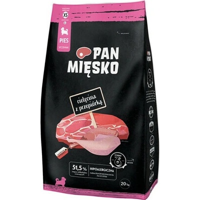 Pan Mięsko pro štěňata křupky telecí s křepelkou XS 20 kg