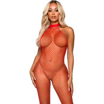 Image 1 of Leg Avenue Racer Neck Bodystocking 89304 Red