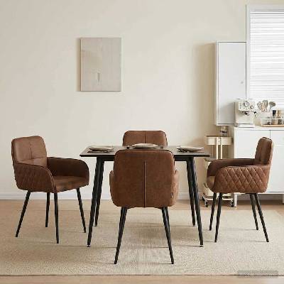 vidaXL Обедени столове 4 pcs Изкуствена набук Кафяво 59 x 56, 5 x 85 см (3428229)