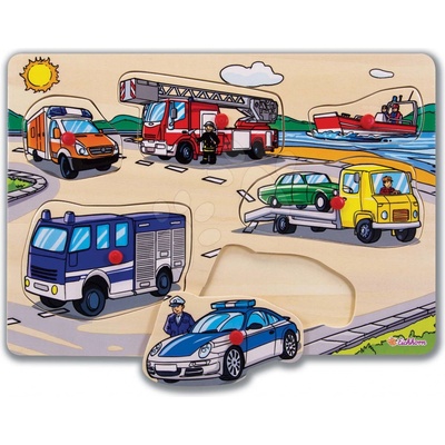 Eichhorn puzzle Pin Puzzle 6 vkládacích tvarů s obrázky zvířátka vozidla