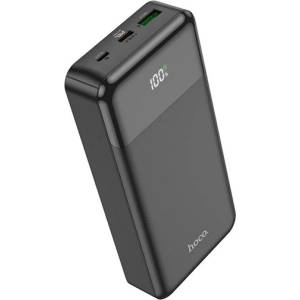 hoco. J102A аварийно зарядно устройство с USB+Type-C+microUSB изходи, 20000mAh, LED дисплей, ЧЕРЕН (J102A_B)