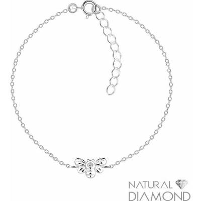 Nefertitis 22636 Stříbrný náramek včelka s diamantem NF64629 - 18 cm, 0,70 g