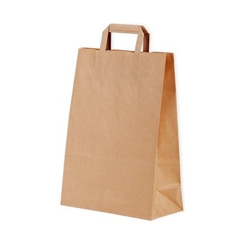 Hnedé papierové tašky s plochou rúčkou bez potlače