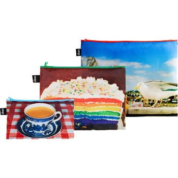 LOQI Museum Martin Parr Seagulls, Real Food and England рециклирани торбички, 3 бр (ZP.MP)