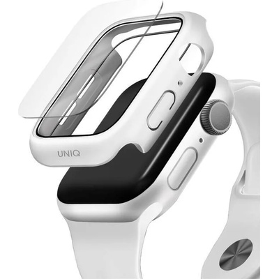 Uniq Nautic Apple Watch Case 44mm - качествен твърд кейс с вграден стъклен протектор за дисплея на Apple Watch 44мм (бял)