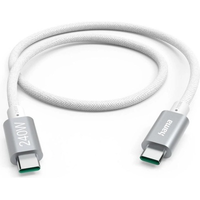 Hama Кабел за зареждане HAMA, USB-C към USB-C, 240W, 5Gbit/s, 1.5м, Бял - 201721 (HAMA-201721)