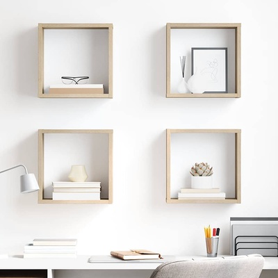 vidaXL Стенни кубични рафтове, 4 бр, дъб сонома, 30x15x30 см (807008)