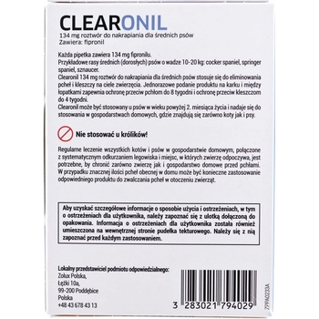 Froncodex Clearonil Medium breed kapky proti parazitům pro psy 3 x 134 mg