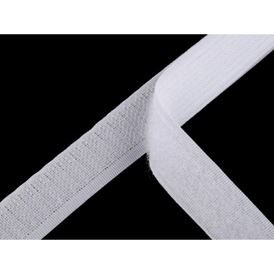 Suchý zip háček + plyš šíře 20 mm PES, střední, 1 bílá