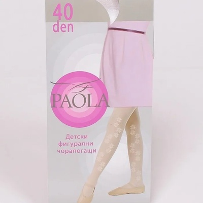 Детски чорапогащник в бял цвят с розови цветчета