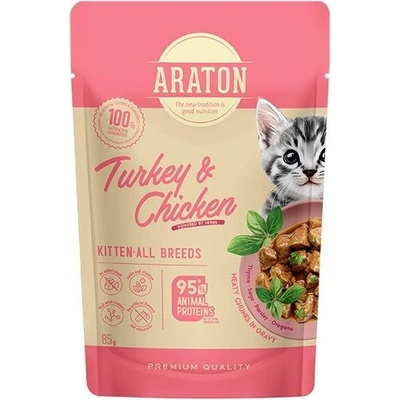 ARATON cat Kitten пауч Turkey & Chicken 85 г