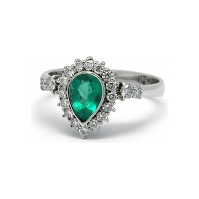 Klenoty Budín diamantový prsten se zeleným smaragdem J 22261 13