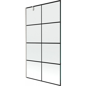 Mexen Next вана параван 1-крилен 100 x 150 cm, черна решетка, четкан никел - 895-100-000-00-77-97 (895-100-000-00-77-97)