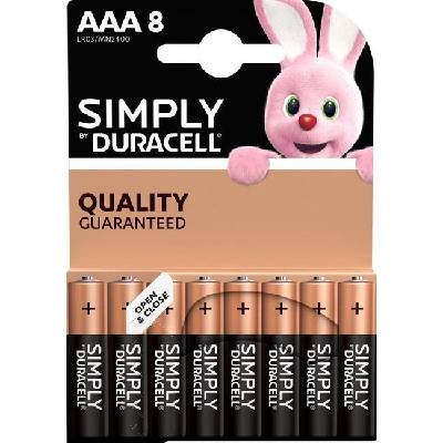 Алкална батерия LR03 AAA 8pk блистер SIMPLY MN2400 DURACELL (DUR-BA-LR03-SIMPLY-8PK)