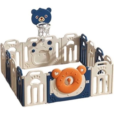 Feelkids Бебешка ограда Feelkids - Синьо мече, с баскетболен кош, 123 x 163 cm (FQ-WL-QD085-BL)