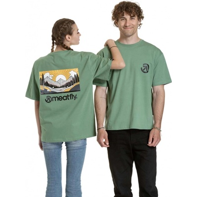 Meatfly unisex tričko Cachuma Hedge Green Mountains