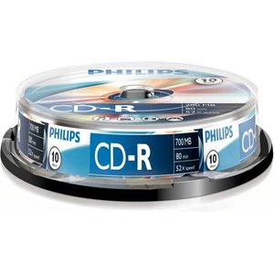 Philips CD-R 80 52x 10db/цилиндър (10 етикета) PH334543 / CPHC10 (PH334543 / CPHC10)