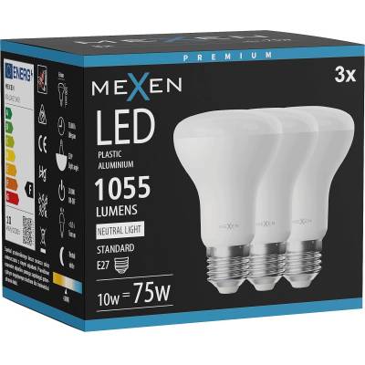 Mexen Nova 3x LED крушка E27, R63, 10W, неутрална - 4000K, 1055 lm - L104-E27-1040-01x03 (L104-E27-1040-01x03)