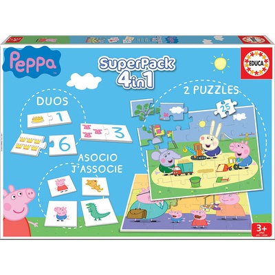 Educa Образователна игра, Educa, Супер пакет 4 в 1, Peppa Pig