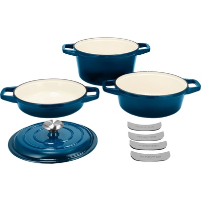 Silvercrest Súprava liatinových hrncov Premium tmavomodrá 100409641