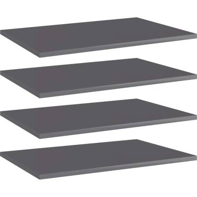 vidaXL Рафтове за етажерка, 4 бр, сив гланц, 60x40x1, 5 см, ПДЧ (805264)