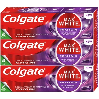Colgate Max White Purple Reveal bieliaca 3 x 75 ml