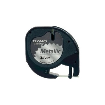 DYMO LetraTag 91208 S0721730 12mm x 4m черен печат/сребърен фон оригинална лента метална (S0721730)