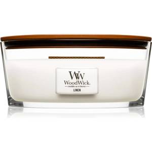 WoodWick Linen ароматна свещ с дървен фитил (hearthwick) 453.6 гр