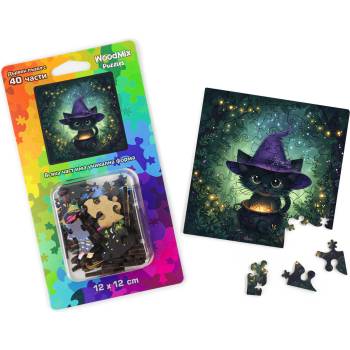 WoodMix Puzzles Дървен пъзел WoodMix, Котки, 40 части - Котето на магьосника (WM-P40-0041)
